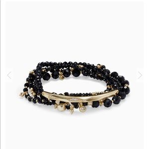 Supak Gold Beaded Bracelet Set In Black Spinnel